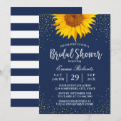 Sunflower Gold Confetti Navy Blue Vrijgezellenfees Kaart (Voorkant / Achterkant)