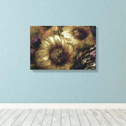 "Sunflower Gold" [design 2] 18" x 12"  Canvas Afdruk (Insitu (Houten vloer))