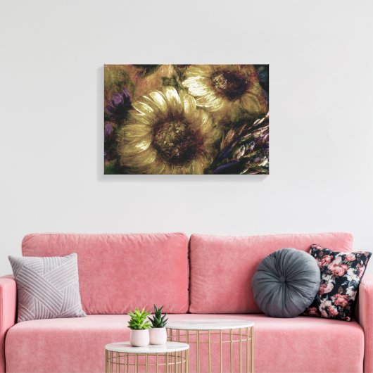 "Sunflower Gold" [design 2] 18" x 12"  Canvas Afdruk (Insitu (Woonkamer))