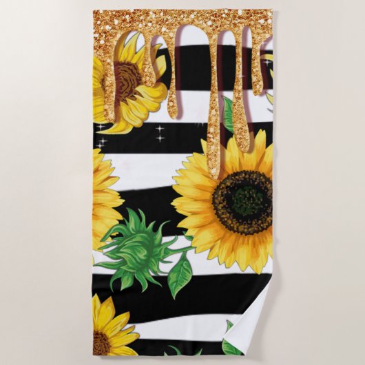Sunflower Gold Drip Beach Towel Strandlaken (Voorkant)