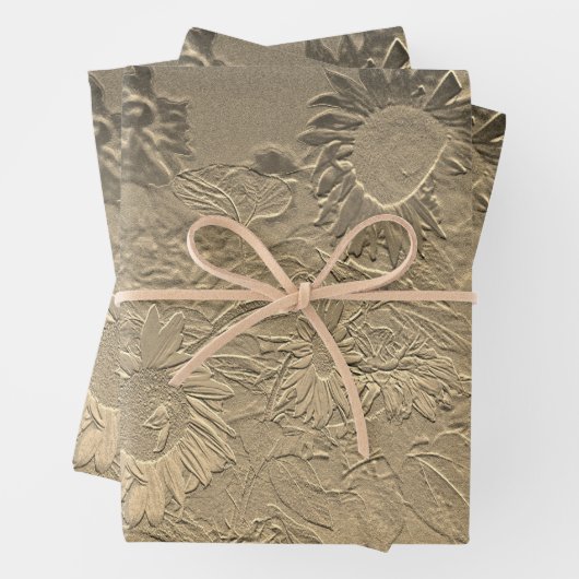 Sunflower Gold Floral Chic Design Decoupage Inpakpapier Vel (In situ)