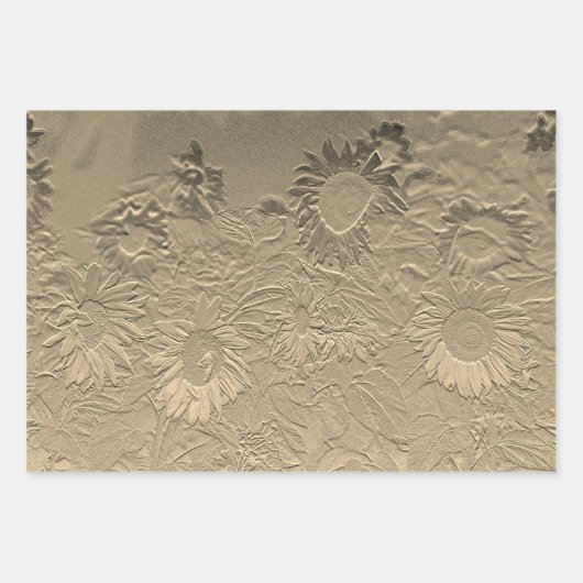 Sunflower Gold Floral Chic Design Decoupage Inpakpapier Vel (Voorkant)