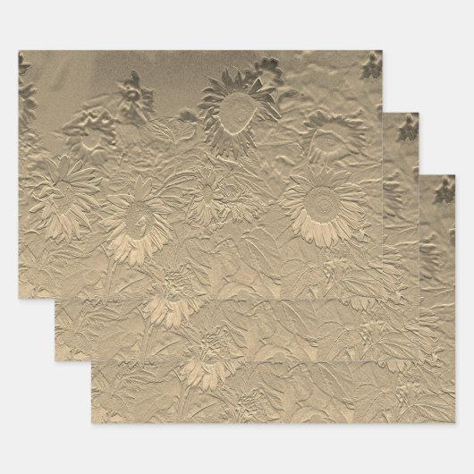 Sunflower Gold Floral Chic Design Decoupage Inpakpapier Vel (Set)