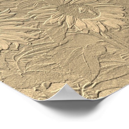 Sunflower Gold Floral Chic Design Decoupage Poster (Hoek)