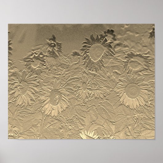 Sunflower Gold Floral Chic Design Decoupage Poster (Voorkant)