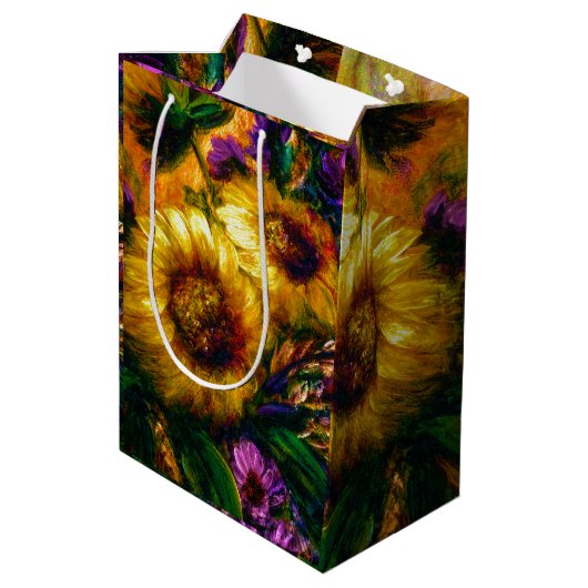 "Sunflower Gold" Medium Cadeauzakje (Achterkant Gekanteld)