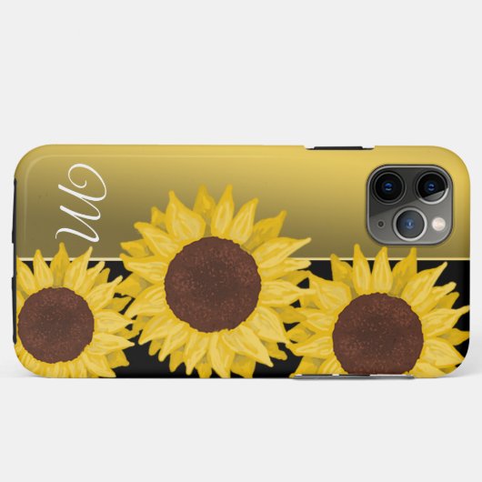 Sunflower Gold Monogram Case-Mate iPhone Case (Achterkant (horizontaal))
