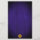 Sunflower Gold Stippen Blue Wood Weduwuitnodiging (Achterkant)