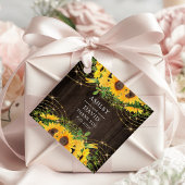 Sunflower Gold String Lights Rustic Wedding Bedankjes Labels