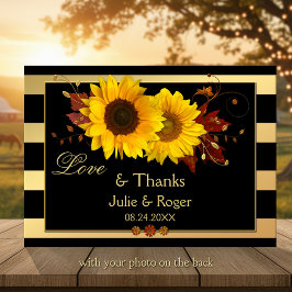 Sunflower Gold Stripe foto Weddenschap Hartelijk d Bedankkaart