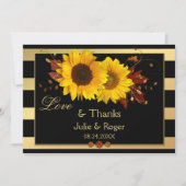 Sunflower Gold Stripe foto Weddenschap Hartelijk d Bedankkaart (Voorkant)