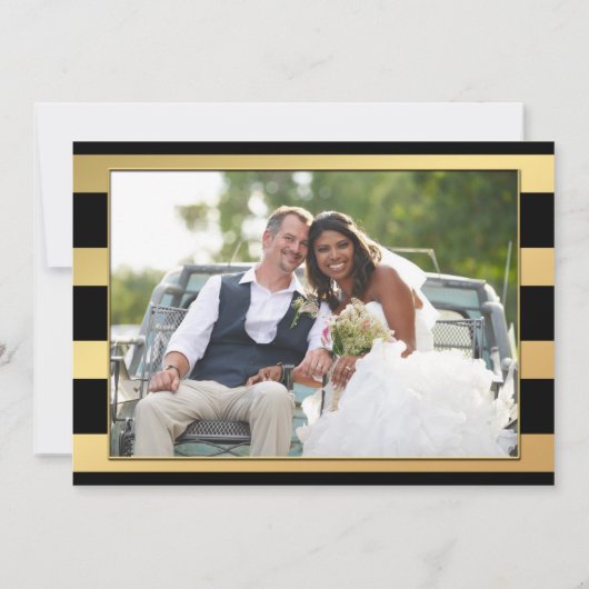 Sunflower Gold Stripe foto Weddenschap Hartelijk d Bedankkaart (Achterkant)