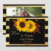 Sunflower Gold Stripe foto Weddenschap Hartelijk d Bedankkaart (Voorkant / Achterkant)