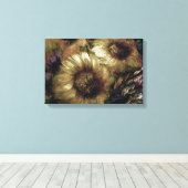"Sunflower Goud" [ontwerp 2] 45 cm x 30 cm  Canvas Afdruk (Insitu (Houten vloer))