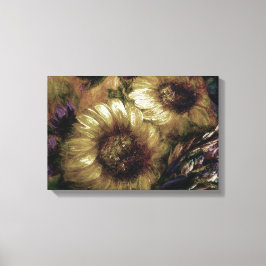 "Sunflower Goud" [ontwerp 2] 45 cm x 30 cm  Canvas Afdruk