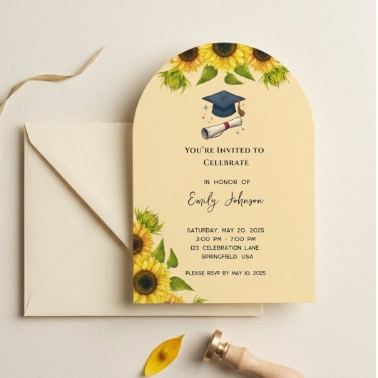 Sunflower Graduation Party Invitation Kaart
