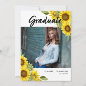 Sunflower Graduation Photo Rustic Floral QR Code Kaart (Voorkant)