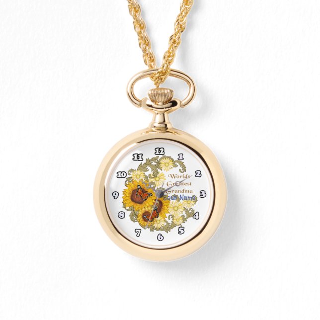 Sunflower Grandma Horloge (Voorkant)