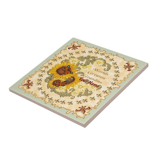 Sunflower Grandma Tegeltje (Zijkant)