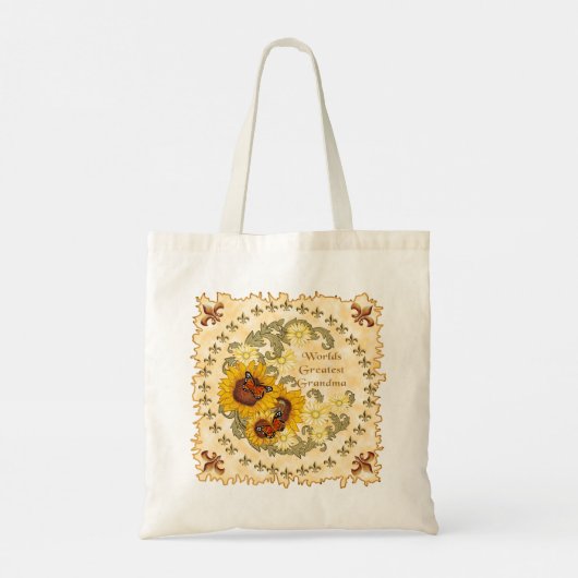 Sunflower Grandma Tote Bag (Achterkant)