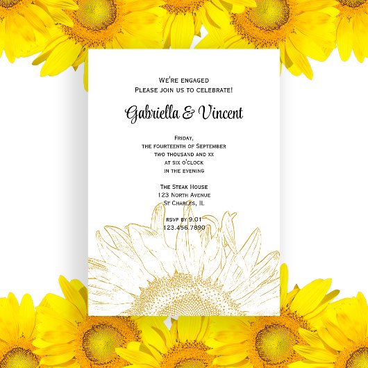 Sunflower Graphic Engagement Party Kaart