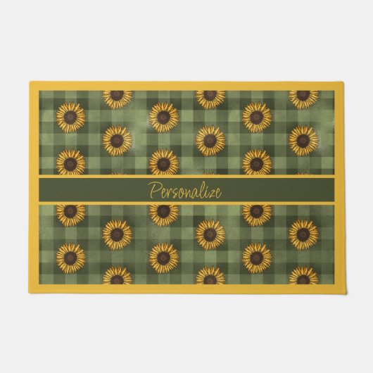 Sunflower Green Buffalo Play Gingham, speciaal ont Deurmat (Voorkant)