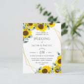 Sunflower Green Gold Geometric Weddenschap Briefkaart (Staand voorkant)