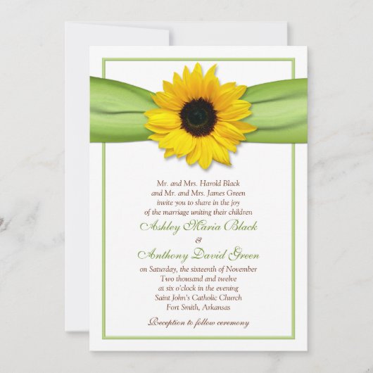 Sunflower Green Ribbon Weddenschap Kaart (Voorkant)