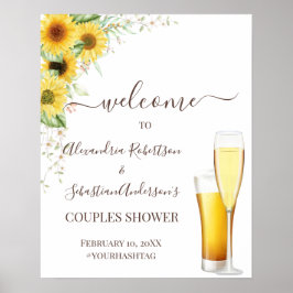 Sunflower Greenery Couples Wedding Welcome Sign Poster