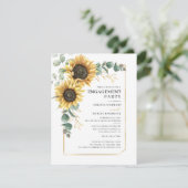 Sunflower Greenery Floral Engagement Party Kaart (Staand voorkant)