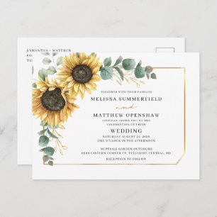 Sunflower Greenery Geometric Wedding Uitnodiging Briefkaart
