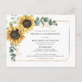 Sunflower Greenery Geometric Wedding Uitnodiging Briefkaart (Voorkant)