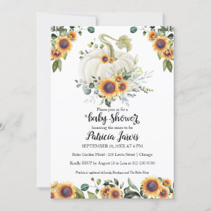 Sunflower Greenery Pumpkin Baby shower Invitation