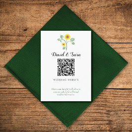 Sunflower Greenery QR Code Wedding Informatiekaartje