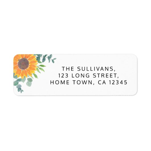 Sunflower Greenery Return Address Label (Voorkant)