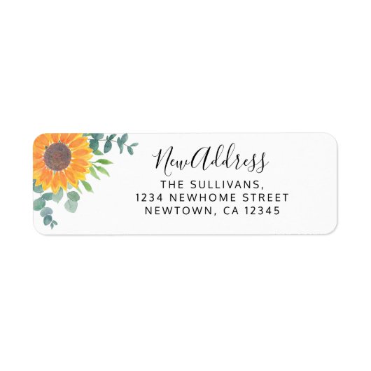 Sunflower Greenery Return Address Label (Voorkant)