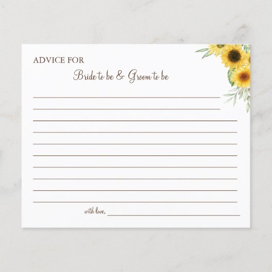 Sunflower Greenery Wedding Advice card douche Flyer (Voorkant)
