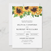 Sunflower Greenery Wedding Kaart (Voorkant)