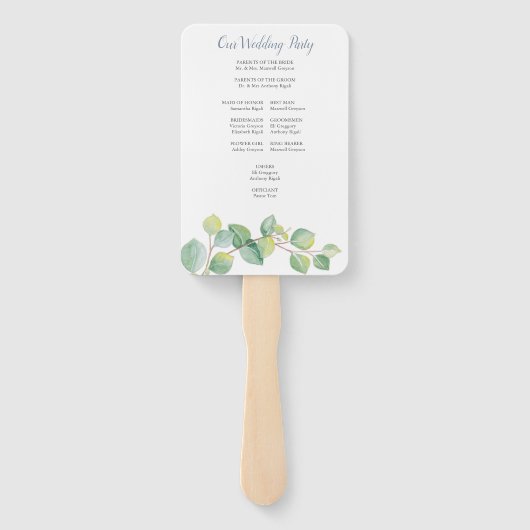 Sunflower Greenery Wedding Program Fan Handwaaier (Achterkant)