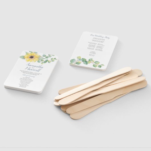 Sunflower Greenery Wedding Program Fan Handwaaier (Niet-gemonteerd)