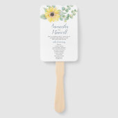 Sunflower Greenery Wedding Program Fan Handwaaier (Voorkant)