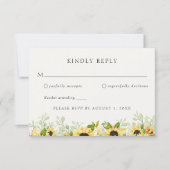 Sunflower Greenery Wedding RSVP Response Kaart (Voorkant)