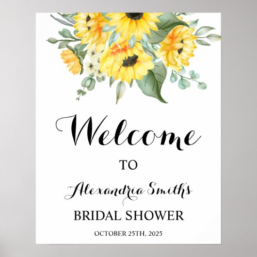 Sunflower Greenery Welcome Vrijgezellenfeest Sign Poster (Voorkant)
