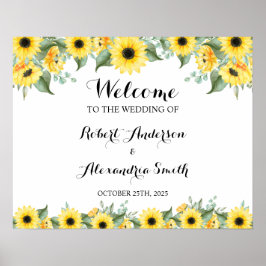 Sunflower Greenery Welcome Wedding Poster