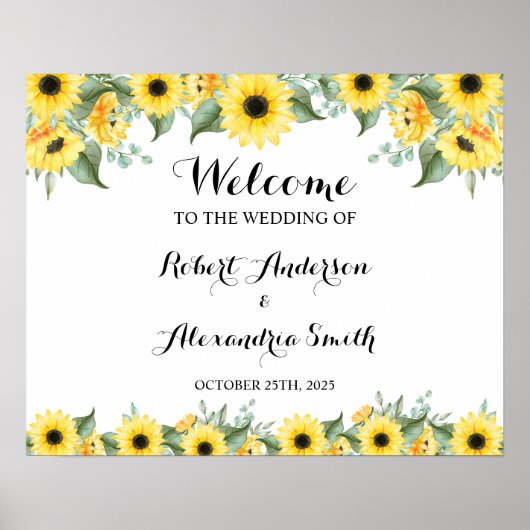 Sunflower Greenery Welcome Wedding Poster (Voorkant)