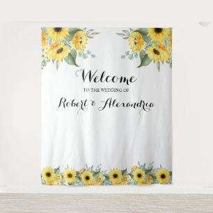 Sunflower Greenery Welcome Wedding Tapestry Wandkleed