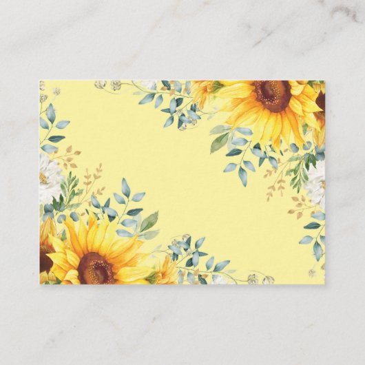 Sunflower Greenery Woodland Animals Diaper Raffle Informatiekaartje (Achterkant)