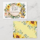 Sunflower Greenery Woodland Animals Diaper Raffle Informatiekaartje (Voorkant / Achterkant)