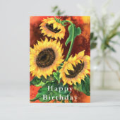 Sunflower Happy Birthday Kaart (Staand voorkant)