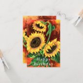 Sunflower Happy Birthday Kaart (Voorkant / Achterkant in situ)